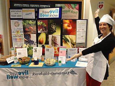 Ali Williams '11 with her nutritional display at Dartmouth-Hitchcock Hospital